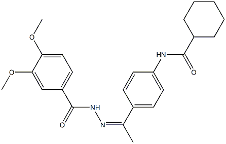 N-[(Z)-1-[4-(cyclohexanecarbonylamino)phenyl]ethylideneamino]-3,4-dimethoxybenzamide Struktur