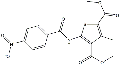 dimethyl 3-methyl-5-[(4-nitrobenzoyl)amino]thiophene-2,4-dicarboxylate Struktur