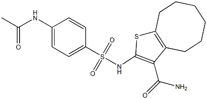 2-[(4-acetamidophenyl)sulfonylamino]-4,5,6,7,8,9-hexahydrocycloocta[b]thiophene-3-carboxamide Structure