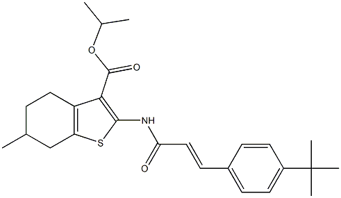 propan-2-yl 2-[[(E)-3-(4-tert-butylphenyl)prop-2-enoyl]amino]-6-methyl-4,5,6,7-tetrahydro-1-benzothiophene-3-carboxylate Struktur