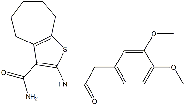 2-[[2-(3,4-dimethoxyphenyl)acetyl]amino]-5,6,7,8-tetrahydro-4H-cyclohepta[b]thiophene-3-carboxamide 化学構造式