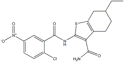 2-[(2-chloro-5-nitrobenzoyl)amino]-6-ethyl-4,5,6,7-tetrahydro-1-benzothiophene-3-carboxamide Structure