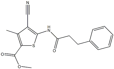 methyl 4-cyano-3-methyl-5-(3-phenylpropanoylamino)thiophene-2-carboxylate Struktur