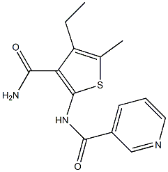 N-(3-carbamoyl-4-ethyl-5-methylthiophen-2-yl)pyridine-3-carboxamide Struktur