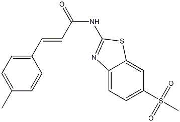 (E)-3-(4-methylphenyl)-N-(6-methylsulfonyl-1,3-benzothiazol-2-yl)prop-2-enamide 化学構造式