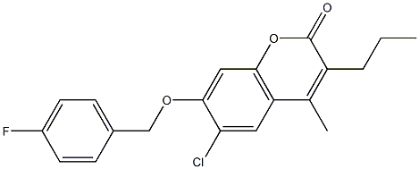 6-chloro-7-[(4-fluorophenyl)methoxy]-4-methyl-3-propylchromen-2-one,,结构式