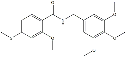 2-methoxy-4-methylsulfanyl-N-[(3,4,5-trimethoxyphenyl)methyl]benzamide Struktur