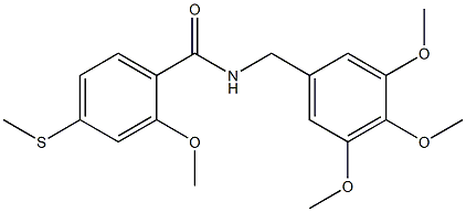 2-methoxy-4-methylsulfanyl-N-[(3,4,5-trimethoxyphenyl)methyl]benzamide,,结构式