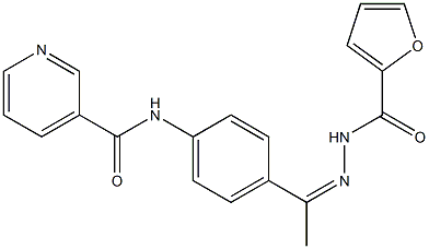 N-[4-[(Z)-N-(furan-2-carbonylamino)-C-methylcarbonimidoyl]phenyl]pyridine-3-carboxamide 化学構造式
