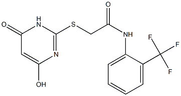 2-[(4-hydroxy-6-oxo-1H-pyrimidin-2-yl)sulfanyl]-N-[2-(trifluoromethyl)phenyl]acetamide Struktur
