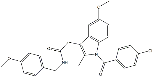 2-[1-(4-chlorobenzoyl)-5-methoxy-2-methylindol-3-yl]-N-[(4-methoxyphenyl)methyl]acetamide Structure