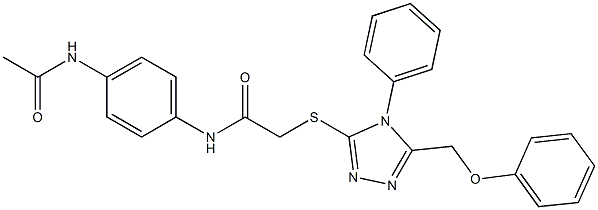 N-(4-acetamidophenyl)-2-[[5-(phenoxymethyl)-4-phenyl-1,2,4-triazol-3-yl]sulfanyl]acetamide 结构式