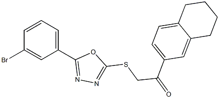 2-[[5-(3-bromophenyl)-1,3,4-oxadiazol-2-yl]sulfanyl]-1-(5,6,7,8-tetrahydronaphthalen-2-yl)ethanone 化学構造式