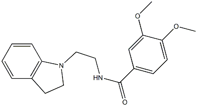 N-[2-(2,3-dihydroindol-1-yl)ethyl]-3,4-dimethoxybenzamide 化学構造式