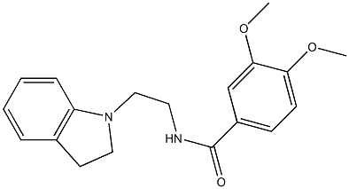 N-[2-(2,3-dihydroindol-1-yl)ethyl]-3,4-dimethoxybenzamide,,结构式