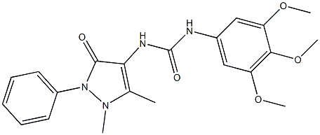 1-(1,5-dimethyl-3-oxo-2-phenylpyrazol-4-yl)-3-(3,4,5-trimethoxyphenyl)urea Struktur