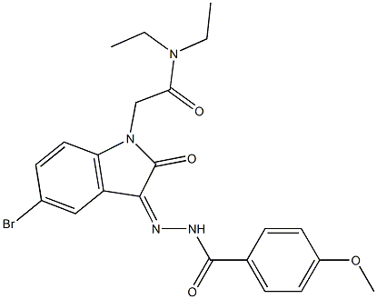 N-[(Z)-[5-bromo-1-[2-(diethylamino)-2-oxoethyl]-2-oxoindol-3-ylidene]amino]-4-methoxybenzamide Structure