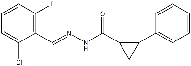 N-[(E)-(2-chloro-6-fluorophenyl)methylideneamino]-2-phenylcyclopropane-1-carboxamide 化学構造式