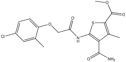 methyl 4-carbamoyl-5-[[2-(4-chloro-2-methylphenoxy)acetyl]amino]-3-methylthiophene-2-carboxylate Structure