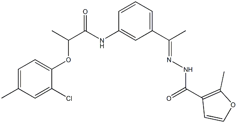 N-[(E)-1-[3-[2-(2-chloro-4-methylphenoxy)propanoylamino]phenyl]ethylideneamino]-2-methylfuran-3-carboxamide 化学構造式
