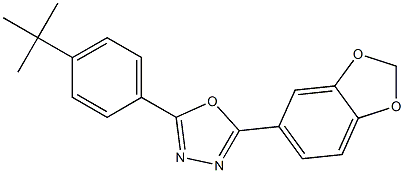 2-(1,3-benzodioxol-5-yl)-5-(4-tert-butylphenyl)-1,3,4-oxadiazole 化学構造式