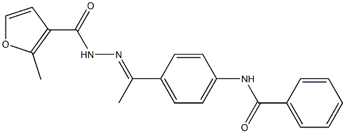 N-[(E)-1-(4-benzamidophenyl)ethylideneamino]-2-methylfuran-3-carboxamide 化学構造式