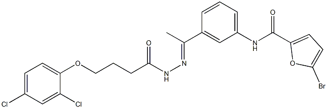 5-bromo-N-[3-[(E)-N-[4-(2,4-dichlorophenoxy)butanoylamino]-C-methylcarbonimidoyl]phenyl]furan-2-carboxamide 化学構造式