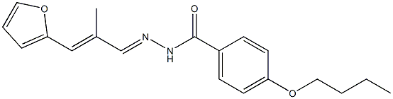 4-butoxy-N-[(E)-[(E)-3-(furan-2-yl)-2-methylprop-2-enylidene]amino]benzamide 化学構造式