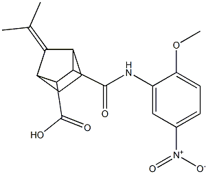 2-[(2-methoxy-5-nitrophenyl)carbamoyl]-7-propan-2-ylidenebicyclo[2.2.1]heptane-3-carboxylic acid Structure