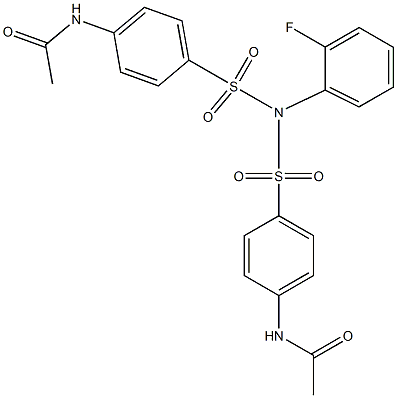 N-[4-[(4-acetamidophenyl)sulfonyl-(2-fluorophenyl)sulfamoyl]phenyl]acetamide Struktur