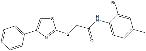 N-(2-bromo-4-methylphenyl)-2-[(4-phenyl-1,3-thiazol-2-yl)sulfanyl]acetamide 化学構造式