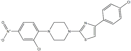 2-[4-(2-chloro-4-nitrophenyl)piperazin-1-yl]-4-(4-chlorophenyl)-1,3-thiazole 化学構造式