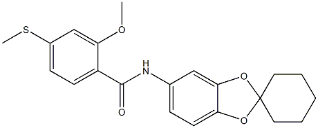  2-methoxy-4-methylsulfanyl-N-spiro[1,3-benzodioxole-2,1'-cyclohexane]-5-ylbenzamide