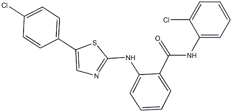 N-(2-chlorophenyl)-2-[[5-(4-chlorophenyl)-1,3-thiazol-2-yl]amino]benzamide 化学構造式