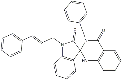 3-phenyl-1'-[(E)-3-phenylprop-2-enyl]spiro[1H-quinazoline-2,3'-indole]-2',4-dione Structure