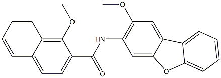 1-methoxy-N-(2-methoxydibenzofuran-3-yl)naphthalene-2-carboxamide 结构式