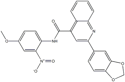 2-(1,3-benzodioxol-5-yl)-N-(4-methoxy-2-nitrophenyl)quinoline-4-carboxamide,,结构式