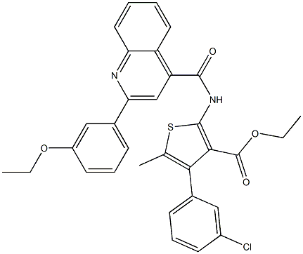 ethyl 4-(3-chlorophenyl)-2-[[2-(3-ethoxyphenyl)quinoline-4-carbonyl]amino]-5-methylthiophene-3-carboxylate Struktur