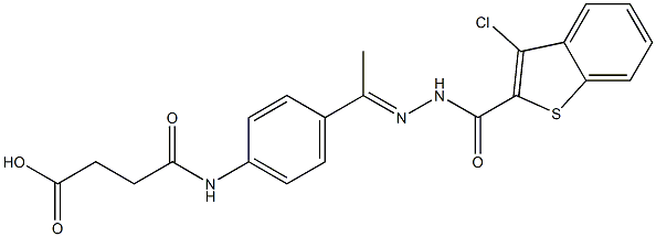 4-[4-[(E)-N-[(3-chloro-1-benzothiophene-2-carbonyl)amino]-C-methylcarbonimidoyl]anilino]-4-oxobutanoic acid 化学構造式