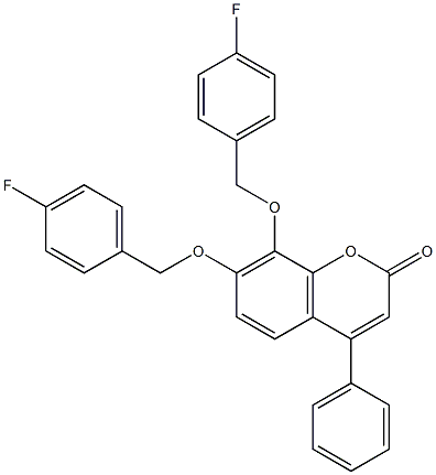 7,8-bis[(4-fluorophenyl)methoxy]-4-phenylchromen-2-one,,结构式