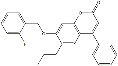 7-[(2-fluorophenyl)methoxy]-4-phenyl-6-propylchromen-2-one 结构式