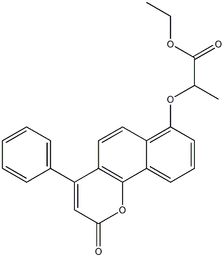 ethyl 2-(2-oxo-4-phenylbenzo[h]chromen-7-yl)oxypropanoate 化学構造式