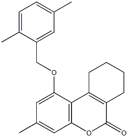 1-[(2,5-dimethylphenyl)methoxy]-3-methyl-7,8,9,10-tetrahydrobenzo[c]chromen-6-one Struktur