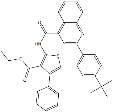 ethyl 2-[[2-(4-tert-butylphenyl)quinoline-4-carbonyl]amino]-4-phenylthiophene-3-carboxylate Struktur