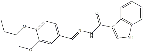 N-[(E)-(3-methoxy-4-propoxyphenyl)methylideneamino]-1H-indole-3-carboxamide 化学構造式