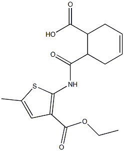 6-[(3-ethoxycarbonyl-5-methylthiophen-2-yl)carbamoyl]cyclohex-3-ene-1-carboxylic acid 化学構造式