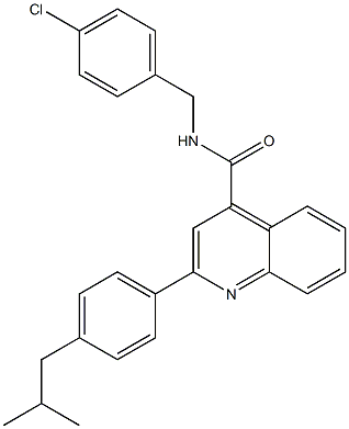 N-[(4-chlorophenyl)methyl]-2-[4-(2-methylpropyl)phenyl]quinoline-4-carboxamide 化学構造式