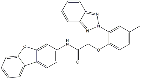 2-[2-(benzotriazol-2-yl)-4-methylphenoxy]-N-dibenzofuran-3-ylacetamide Struktur