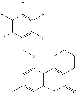 3-methyl-1-[(2,3,4,5,6-pentafluorophenyl)methoxy]-7,8,9,10-tetrahydrobenzo[c]chromen-6-one 化学構造式