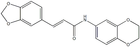 (E)-3-(1,3-benzodioxol-5-yl)-N-(2,3-dihydro-1,4-benzodioxin-6-yl)prop-2-enamide 结构式